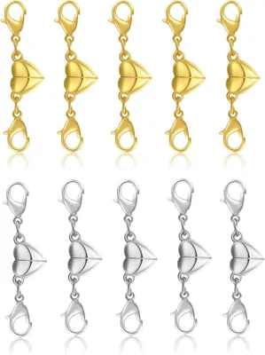 Produktbild von Magnetische Krebsschließe Set von 10, Silber & Gold, starke Neodym-Magnet, für Schmuck