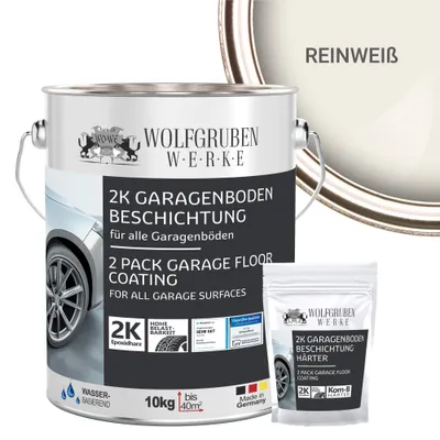 Produktbild von 2K Garagenbodenbeschichtung Garagenfarbe Garagenbodenfarbe Epoxidharz Bodenbeschichtung für Garage Werkstatt Keller - Reinweiss l 10kg