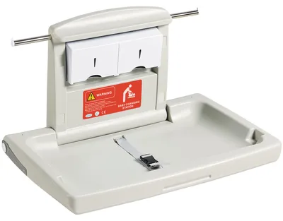 Produktbild von Wickelkombi Wandmontierte Wickelkommode, Abnehmbarer Wickeltisch Wickelwagen, Grau Wickeltisch mit Wickelauflage, Sicherheitsgurt