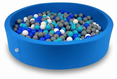 Immagine prodotto di Bacinella 130x30cm blu con 600 palline: turchese, blu, bianco, grigio