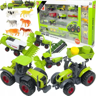 Zdjęcie produktu dla Zestaw Farmer Pojazdy Rolnicze Traktory Kombajn Przyczeka Zwierzęta Maszyny