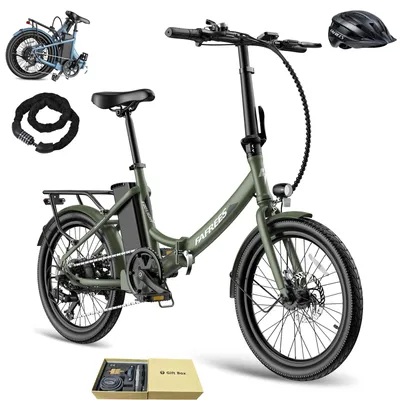 Obrázek produktu pro Elektrické kolo městské, 20 palců, výška postavy 155–195 cm, 36 V, 20 Ah, 250 W, dojezd 110–130 km, 7 rychlostí – splňuje normu StVZO s legální asistenční funkcí (6 km/h) – zelené