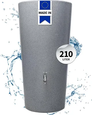 Produktbild von GARANTIA STONE 2in1 bepflanzbare Regentonne 210 Liter silver inkl. Pflanzschale