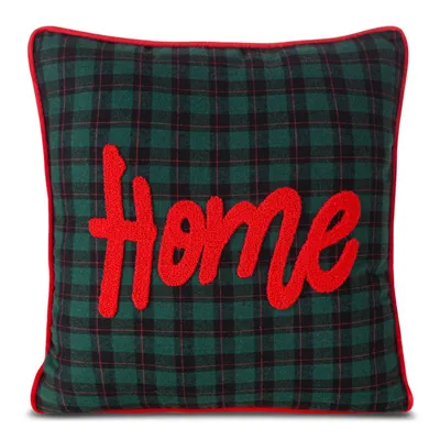 Produktbild von Eurofirany Świąteczna poszewka na poduszkę 45x45 cm Home w kratkę zielono czarna dekoracja