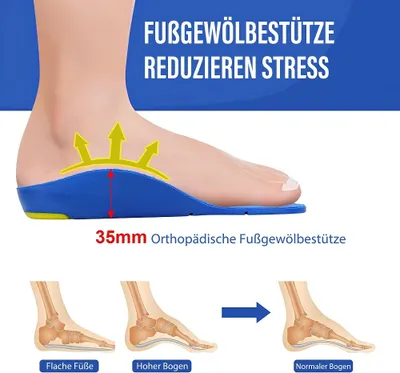 Produktbild von COOL-i® Orthopädische Einlegesohlen – 3D-Schuheinlagen mit Fußgewölbestütze – bei Plattfuß, Fersensporn & Plantarfasziitis – zuschneidbar EU40-42