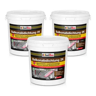 Produktbild von Isolbau Balkonabdichtung 2K - 60 kg Dichtschlämme zur Abdichtung von Balkon, Terrasse, Bad, Keller, Dusche