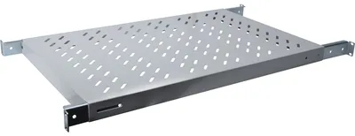 Produktbild von Digitus Fachboden mit variablen Befestigungsschienen zum Festeinbau in 483 mm (19")-Schränke, Regalboden, Hellgrau, 1 Stück(e), 4,33 kg