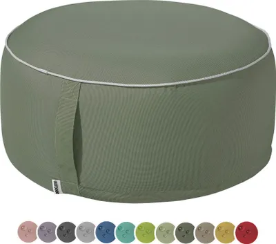Produktbild von heimtexland Outdoor Pouf Sitzkissen wetterfest Garten Bodenkissen ausblasbar Fußhocker Yoga Lounge Hocker Tisch Party Deko Sitzsack 25x55 Typ551 Oliv