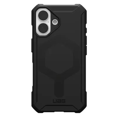 A black phone case is shown from the back on a white background.