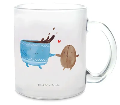 Produktbild von Mr. & Mrs. Panda Haferl Kaffee Bohne - Transparent - Geschenk, Zufriedenheit, Kaffeebohne, Genuss, Trinkglas, Glück, Lustige Sprüche, Glasbecher, Teetasse, Pott, Häferl