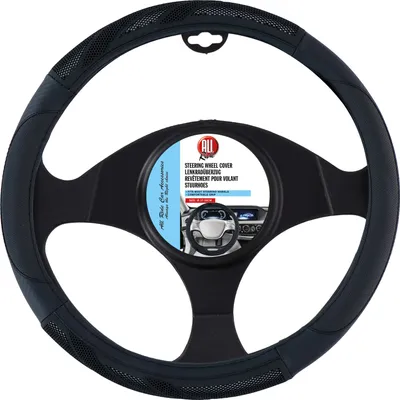 Obrázok produktu pre Poťah volantu auta All Ride ⌀38CM Vhodný pre volanty s priemerom 37-39 cm - Pohodlný úchop - Protišmykový - Dekorácia do auta - Syntetická koža - Čierna