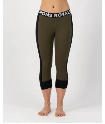 Produktbild von Mons Royale Thermohose Cascade Merino Flex 200 3/4 Leggings, dunkeloliv, Größe S