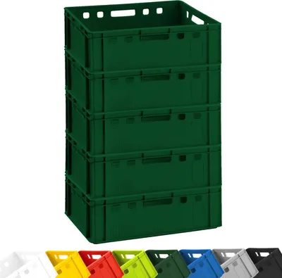 Produktbild von 5x Fleischkiste E2 Fleischerkiste Eurobox 60x40x20cm lebensmittelecht, robust, stapelbar | Lagerkisten, Stapelkisten, Metzgerkiste  Germany