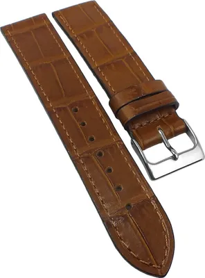 Produktbild von Herzog Italo-Kroko honig > Uhrenarmband braun > Leder Krokoprägung , Stegbreite:16mm, Schließe:Silbern