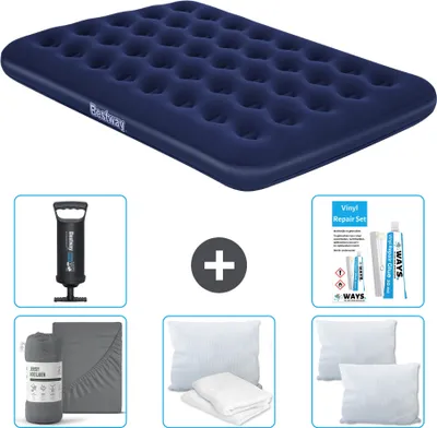Produktbild von Bestway Luftmatratze - Französisches Bett - 137 x 191 x 22 cm - Blau - Im Lieferumfang enthalten Zubehör