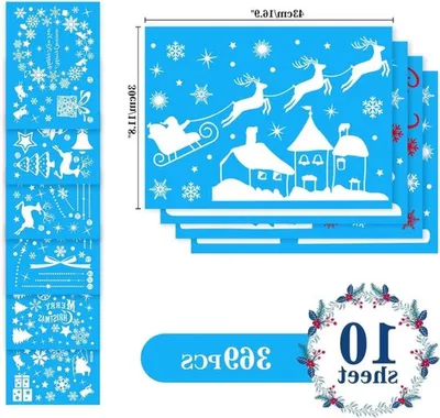 369 Stück Selbstklebende Dekoration mit Schneeflocken, Rentier und Weihnachtsbaum für eine Festliche Atmosphäre im Haus