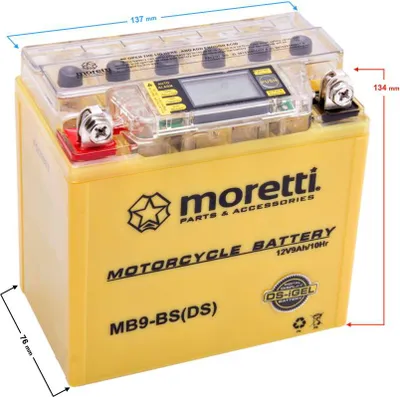 Image de Batterie Moretti 12 V AGM (I-Gel) MB9-BS avec indicateur / 12N9-3B 12N9-BS