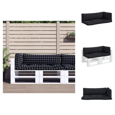 Produktbild von vidaXL Palettenkissen 3 Stk. Schwarz Karomuster Oxford-Gewebe -  Sitzpolster