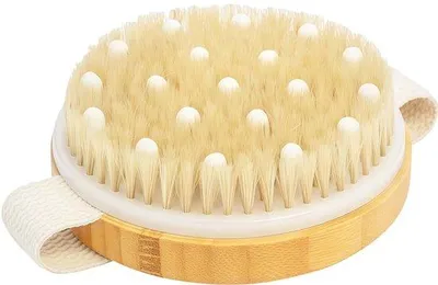 Produktbild von Unyqoos® Holz-Körperbürste mit Naturfasern – Trockenbürste für Massage & Peeling, fördert Durchblutung, ergonomischer Griff, reiseleicht