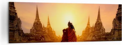 Produktbild von Bild auf Leinwand - Leinwandbild - Tempel Mönch - 160x50cm - Wand Bild - Wanddeko - Wandbilder - Leinwanddruck - Bilder - Kunstdruck - Wanddekoration - Leinwand bilder - Wandkunst - AB160x50-3472