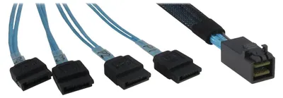 Obrázek produktu pro Inter-Tech 0.5m SFF 8643/4x SATA, 0,5 m, SFF 8643, 4x SATA, Samec/samec, Černá, Modrá, 35 g