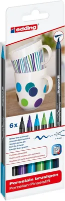 Produktbild von Edding - Brushpen 4200, Porzellan, coole Farben, Karton mit 6 Stück