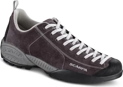 Damen-Lifestyle-Schuhe "Mojito" von Scarpa in Grau mit grauen Schnürsenkeln und schwarzer Gummisohle.