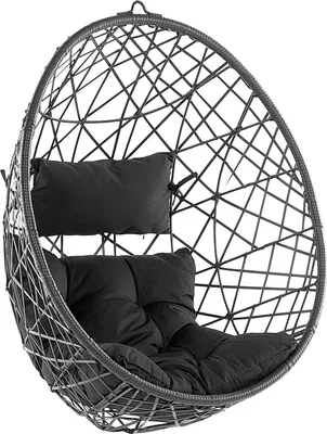 Produktbild von BELIANI Hängesessel Schwarz Polyrattan Korbsessel inkl. Kissen Outdoor Indoor Boho Stil Salon Lounge Wohnzimmer Schlafzimmer Möbel