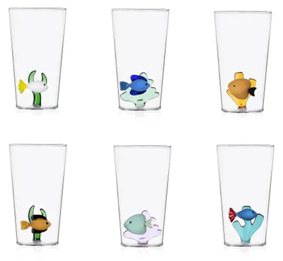 Longdrinkgläser Marine Garden, 6er Set, sortiert, Borosilikatglas