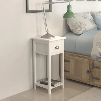 Image de vidaXL Table de nuit avec 1 tiroir blanc