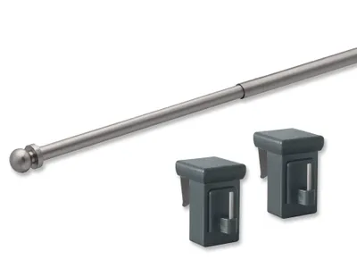 Produktbild von Gardinenstange "Vaganz", ausziehbar von 40-60 cm, hält ohne Bohren und ohne Kleben, inkl. Fensterhaken anthrazit, Klemmbereich 10-27 mm,Edelstahloptik