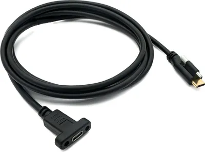 Produktbild von SYSTEM-S USB 3.1 Kabel 2 m Typ C Stecker zu Buchse Schraube in Schwarz