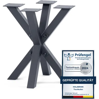 Produktbild von HOLZBRINK Tischbeine aus Metall, Tischgestell für Beistelltisch Computertisch Gartentisch, 40x40x43 cm (LxBxH), Grau, 1 Stück