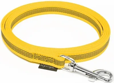 Produktbild von Mystique® Gummierte Leine 12mm mit Handschlaufe Standard Karabiner gelb 3m