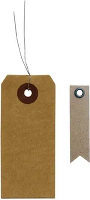 Produktbild von Etiketten Kraft mit Metalldraht x 40 + 20 Wimpel Kraft Etiketten
