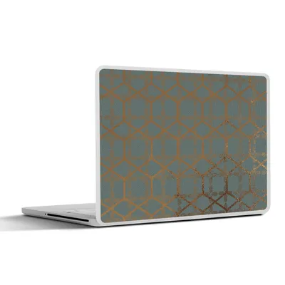 Produktbild von MuchoWow® Laptop Aufkleber Sticker Cover Muster - Gold - Türkis 32.5x23.5 cm - Sticker für Laptop - Selbstklebend