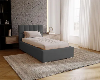 Obrázek produktu pro Jednolůžková čalouněná postel 100x200 EMPORIA - ocelová šedá