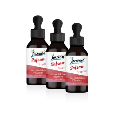Produktbild von Nimm 3, zahl 2 Aktion Liposomale Safran Tropfen hochdosiert - 500mg Safran pro Tag (45.000mg Safran in 3 Flaschen) - Keto MCT Öl C8 & C10