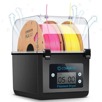 Produktbild von Filament-Trockenbox - Filament-Entfeuchter - 2 Spulen - 1,75 & 2,85 mm - ABS/PLA/PETG/TPU - Für FDM 3D-Drucker - Spulenhalter - EU-Stecker
