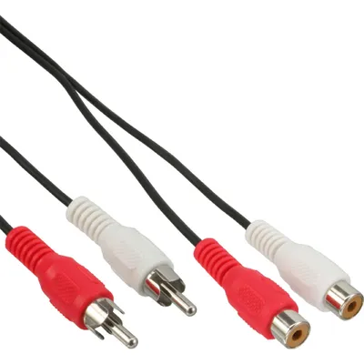 Produktbild von InLine Cinch Verlängerung, 2x Cinch, Stecker / Buchse, 2,5m, Stecker, 2 x RCA, Buchse, 2,5 m, Schwarz