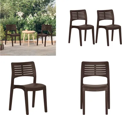 Produktbild von vidaXL Gartenstühle 2 Stk. Mokka Polypropylen - Gartenstuhl - Gartenstühle - Outdoor-Stuhl - Terrassenstuhl