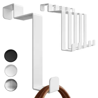 Produktbild von Aurelia Home Premium Türhaken für die Innenseite, 6er Set - Weiß Türhaken zum Aufhängen, Türgarderobe, Handtuchhalter und Garderobenhaken für die Tür