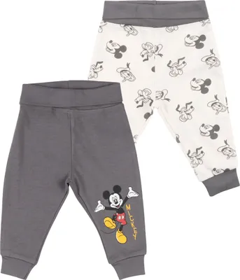 Produktbild von Disney Mickey Mouse Baby Hose für Jungen und Mädchen - Babyhose Babykleidung Weiß/Grau (2er Pack) 86-92