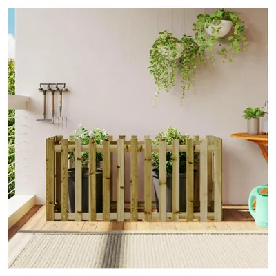 Produktbild von Hochbeet für den Garten mit Zaunmotiv 150x50x70 cm aus imprägniertem Kiefernholz