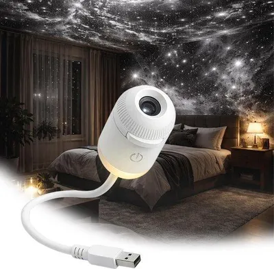 Produktbild von 2-in-1 Galaxy Projektor Sternenhimmel Nachtlicht mit 12 Wechselprojektionen, dimmbares LED Nachtlicht, 360° Rotation, USB, für Kinder & Erwachsene