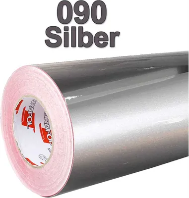 Produktbild von (5,60€/m²) Oracal® Möbelfolie 090 Silbergrau Glanz 63 cm Breite Laufmeterware selbstklebende Folie Plotterfolie Oracal 621 Klebe Küchenfolie Metallic