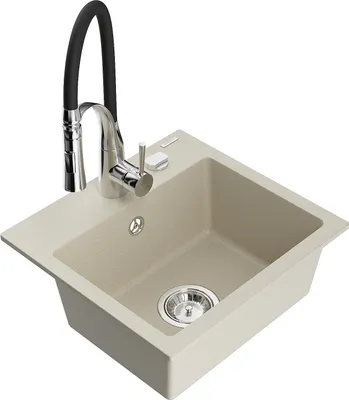 Immagine prodotto di Mexen Milo lavello in granito a 1 vasca con rubinetto da cucina Aster, beige - 6505-69-73450-07