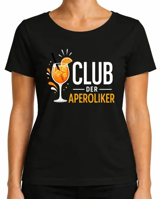 Produktbild von Club der Aperoliker Spritz Cocktail Sommer Party Damen Mädelsabend Damen T-Shirt, Schwarz, M