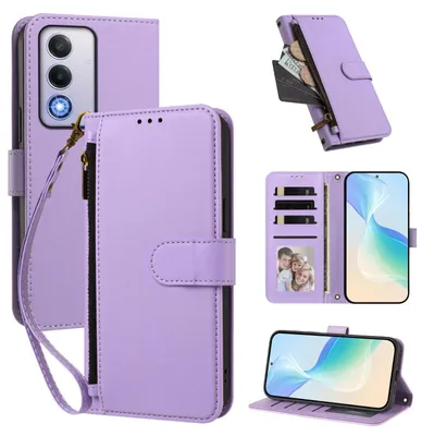 Produktbild von Geldbörse Hülle für Oppo A80 5G, Kunstleder Handyhülle mit Kartenfächer, Ständer, Handschlaufe Violett