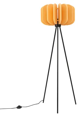 Produktbild von Tripod Stehleuchte Stahl Filz Gelb E27 Modern Schalter elegant stilvoll Wohnzimmer Schlafzimmer H:134 cm Stehlampe Dreibein